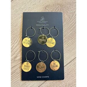 Santa Barbara Design Studio Personality Wine Charms Gold Set of 6 New